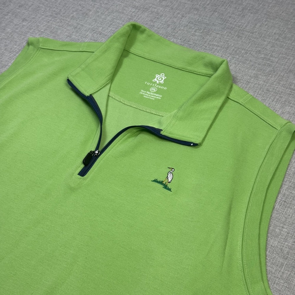 Turtleson Tour Performance 1/4 Zip Golf Pullover Vest Mens 2XL Green Sleeveless